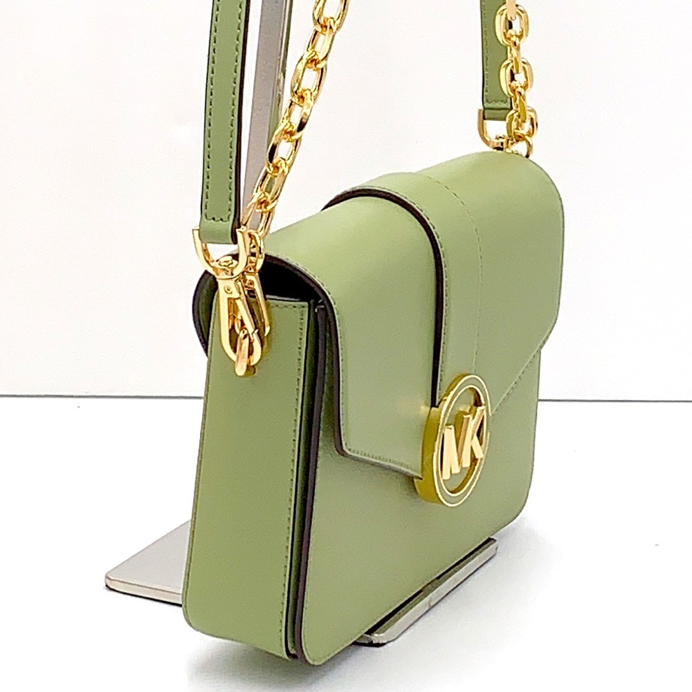 MICHAEL KORS CARMEN MEDIUM CONVERTIBLE SHOULDER BAG LIGHT SAGE COLOR - Picture 6 of 15